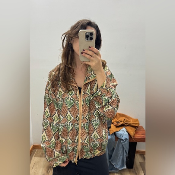 Jackets & Blazers - RARE**VINTAGE 100% Silk Zip Jacket | Boho Print | Size M